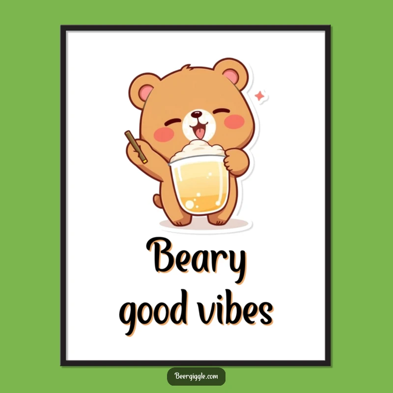 Funny Bear Winking Poster: Hilarious Wall Art for a Playful Vibe