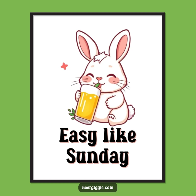 Funny Rabbit Beer Poster: Add Relaxed Humor to Your Walls with This Art