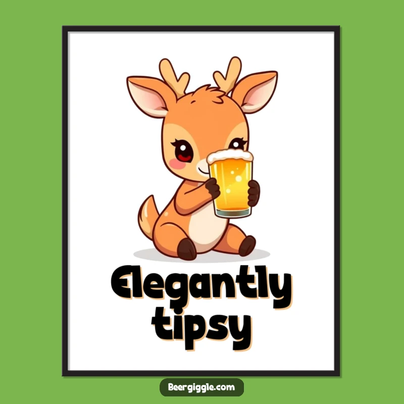 Funny Deer Poster: Delicate Sip Art, An Artistic Funny Gift Print!