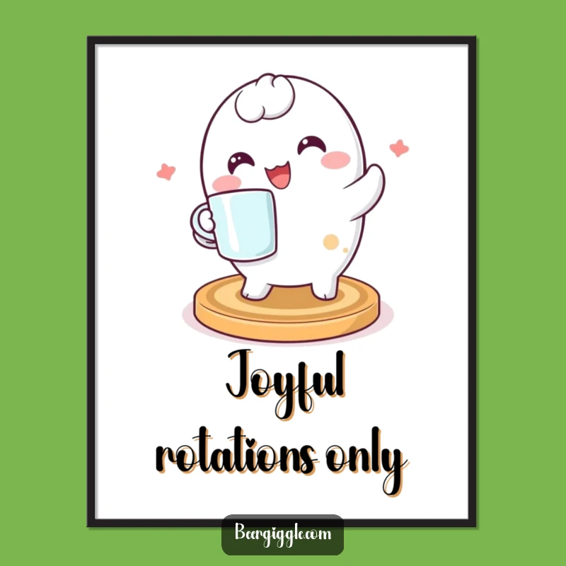 Funny Kawaii Coaster Poster: Vibrant Spinning Character Art for a Lively Gift