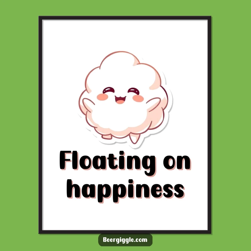 Funny Kawaii Foamy Floating Poster - Whimsical Character Art Print!