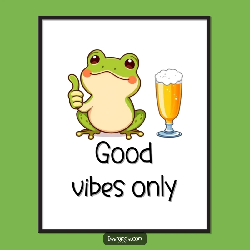 Funny Kawaii Frog Thumbs Up Poster - Cheerful Wall Art & Hilarious Gift!