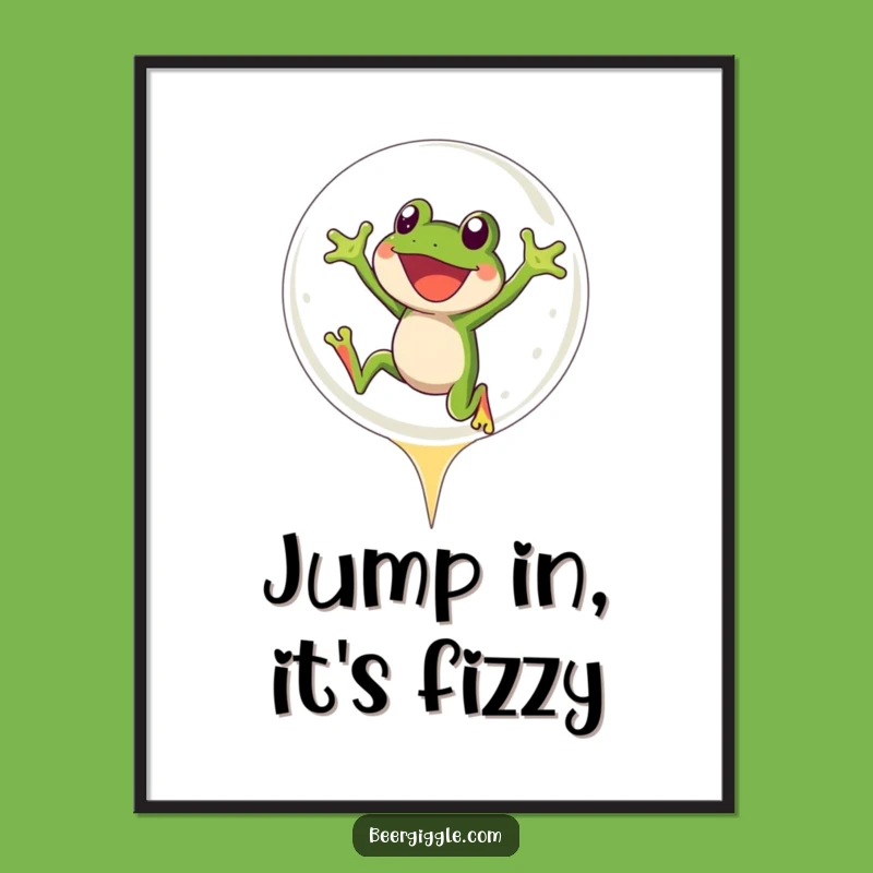 Funny Frog Beer Poster: Add Joyful Humor to Your Walls with This Art