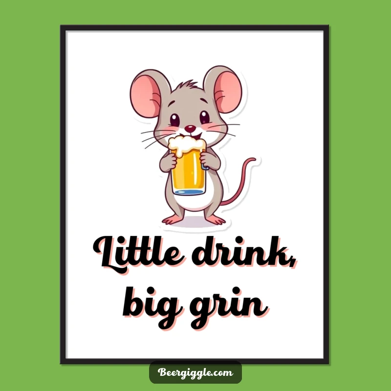 Funny Happy Mouse Beer Mug Poster - Charming Wall Art Gift Idea