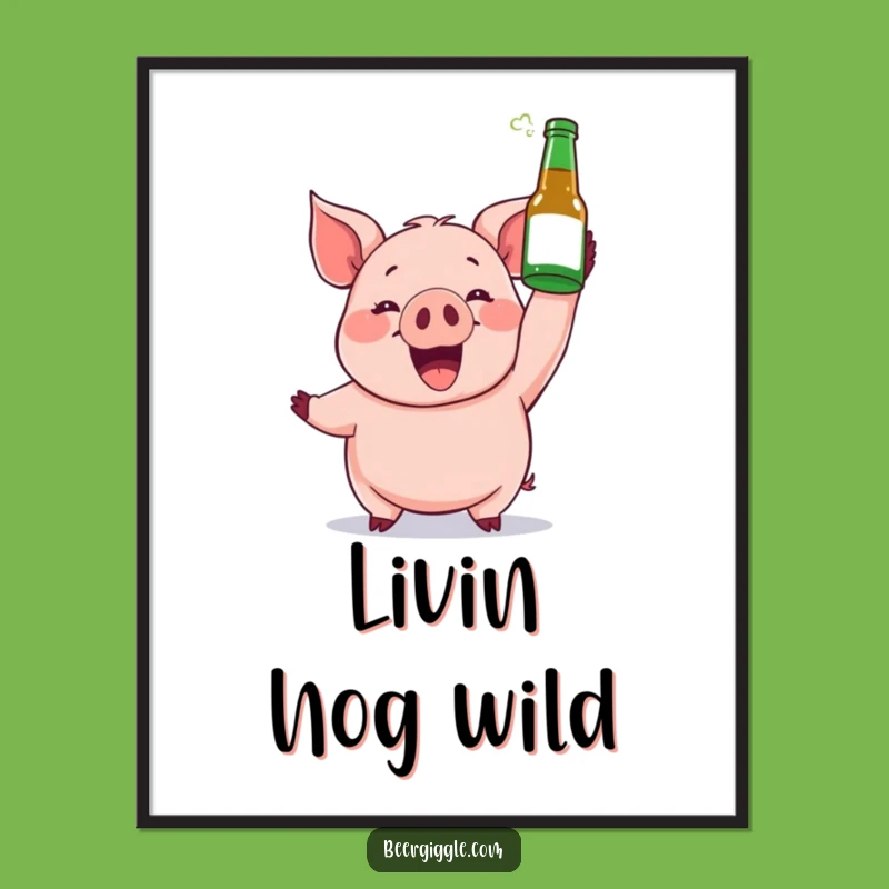 Funny Gleeful Pig Beer Poster - Add a Splash of Joy to Your Walls!