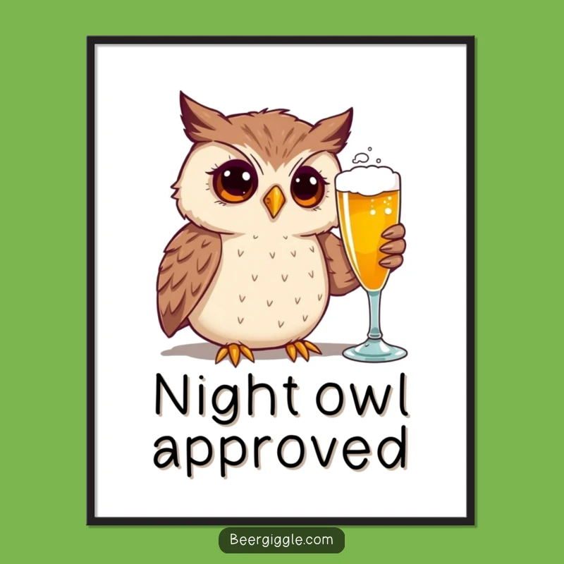 Funny Curious Owl Beer Poster - Whimsical Wall Art for Beer Aficionados!
