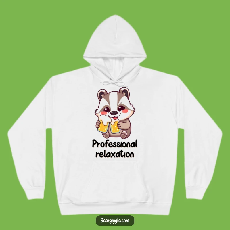 Cozy Funny Kawaii Badger Beer Hoodie - Warm Gift for Him/Her