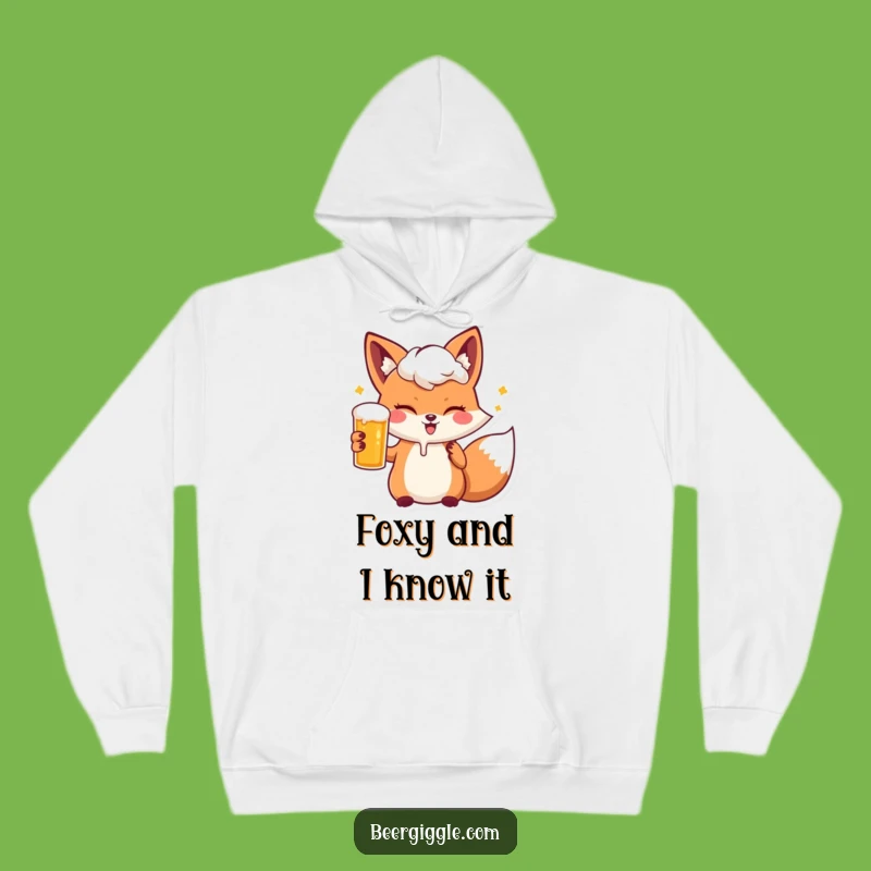 Cozy Funny Kawaii Fox Beer Wink Hoodie: Warm and Hilarious Gift
