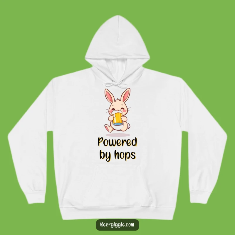 Cozy Funny Rabbit Hopping Beer Hoodie: Warmth Meets Whimsical Humor
