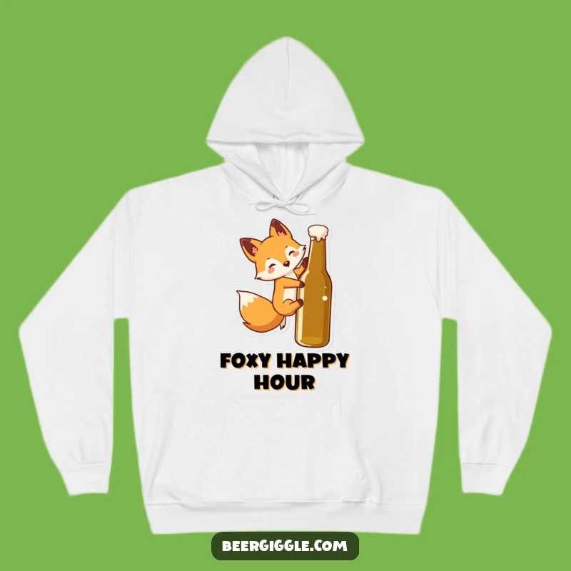 Funny Kawaii Fox Hoodie: Cozy Hoodie with Fox Sliding Beer Bottle, Gift