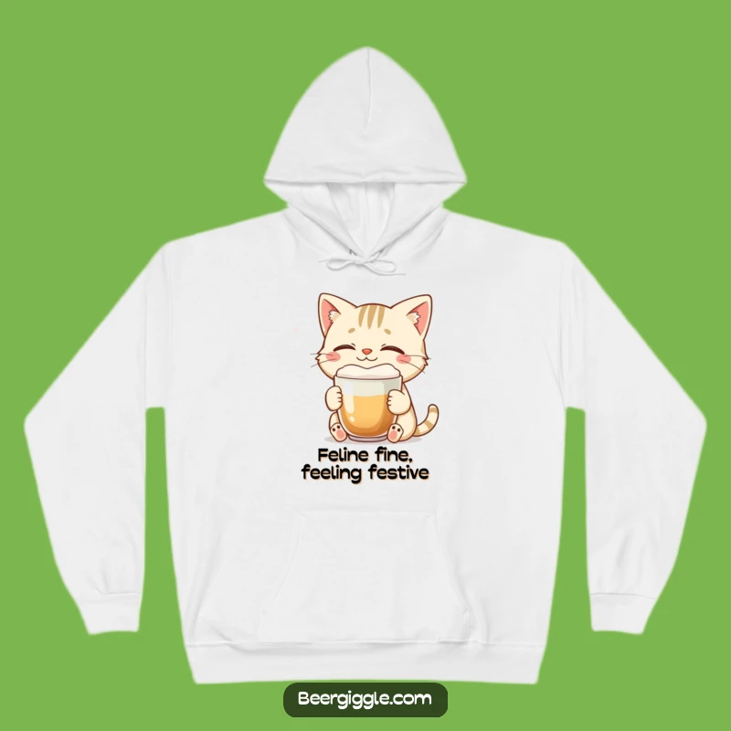 Funny Cat Hoodie - Cozy Feline Beer Lover Sweatshirt for Relaxation