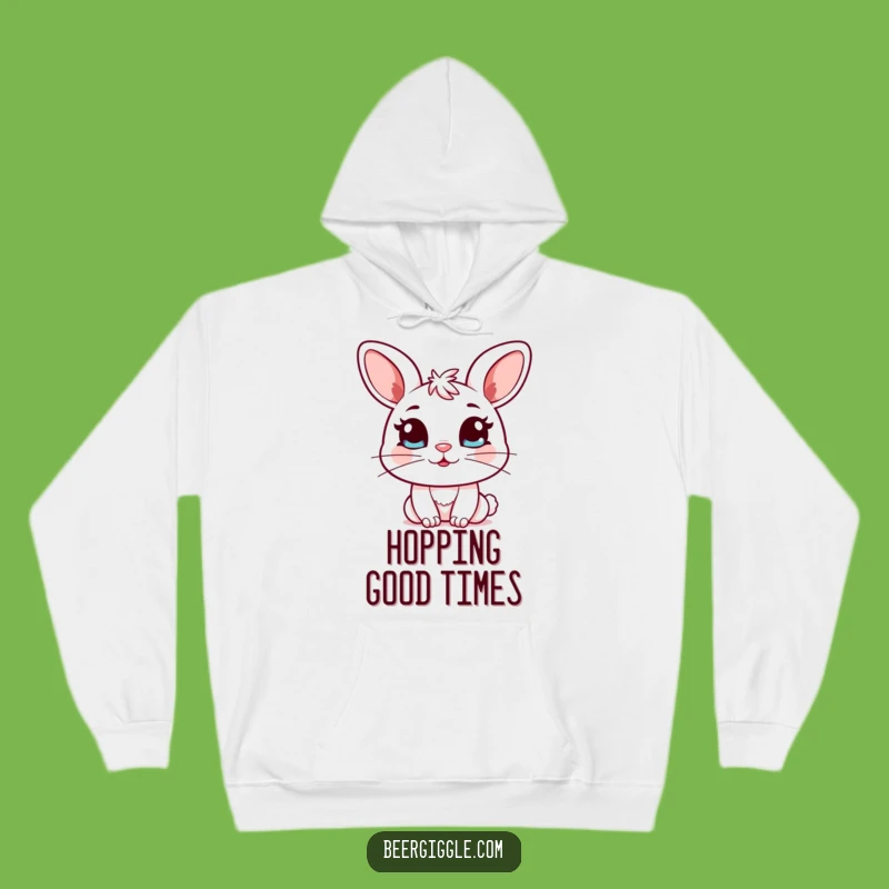 Funny Kawaii Bunny Hoodie: Cozy Hoodie with Bunny Winking Mug, Great Gift
