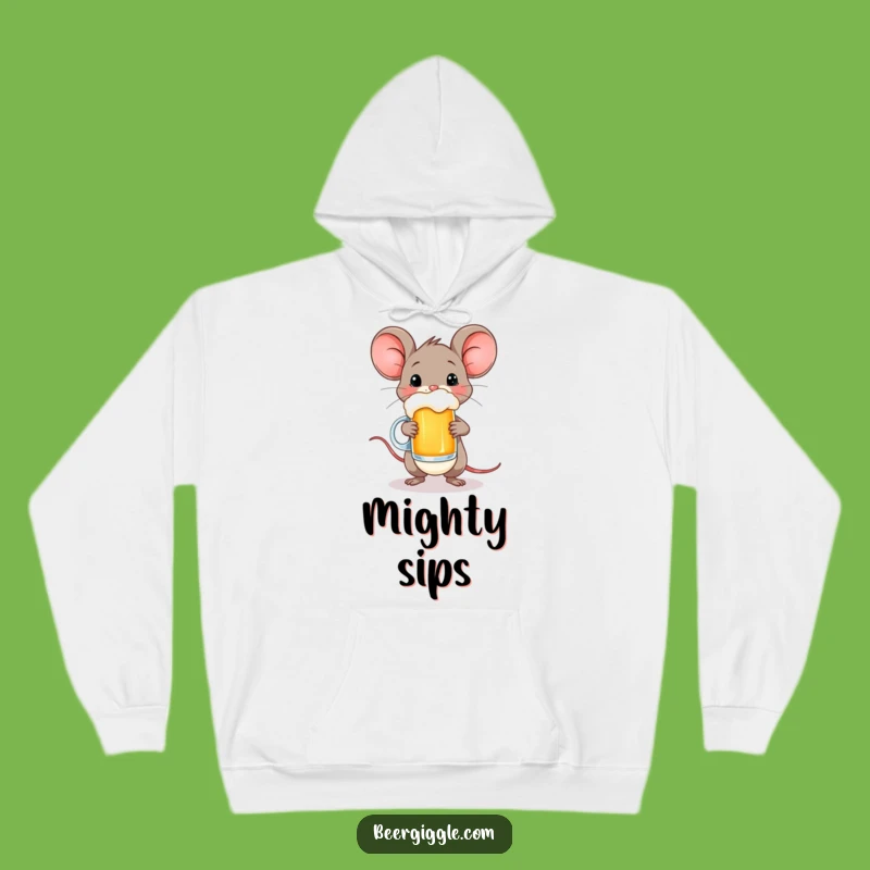 Funny Happy Mouse Beer Hoodie - Cozy Comfort with a Tiny Friend!