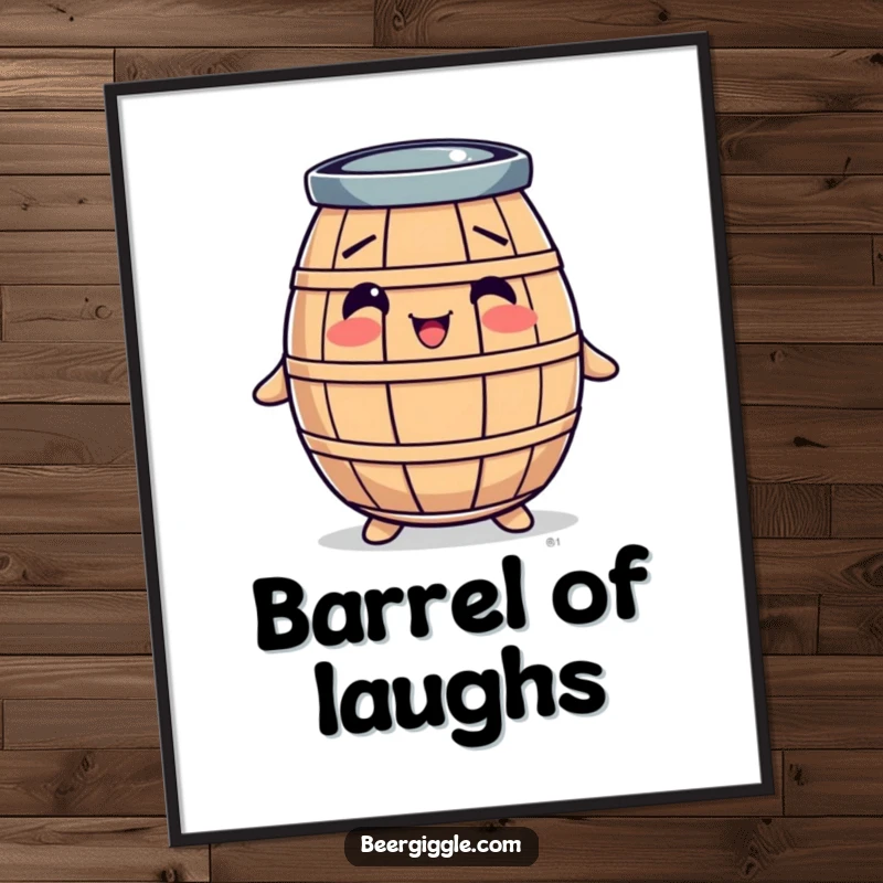 Funny Free Printable Wall Art: A round barrel character bobbing with pure glee and happiness.