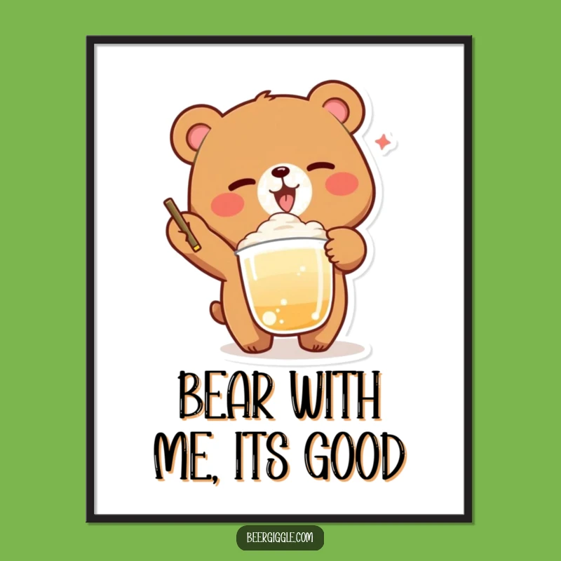 Free Printable Wall Art: Funny Winking Bear Drink Downloadable Art