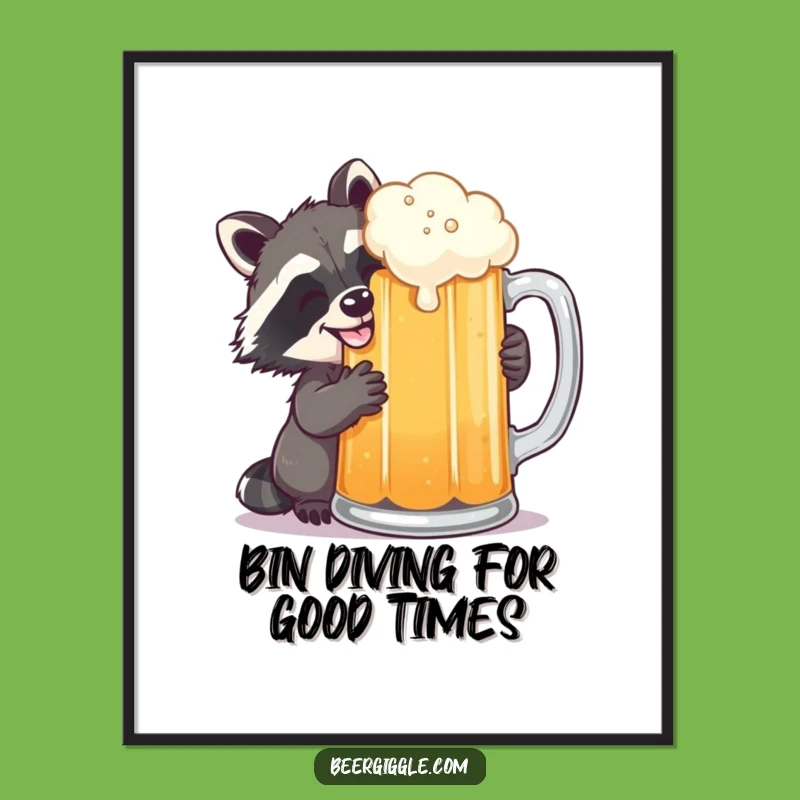 Free Printable Wall Art: Raccoon Stealing Beer, Downloadable Humor Decor