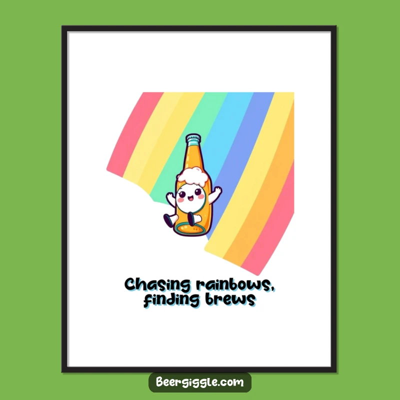 Free Printable Wall Art: Kawaii Beer Bottle's Awesome Rainbow Ride