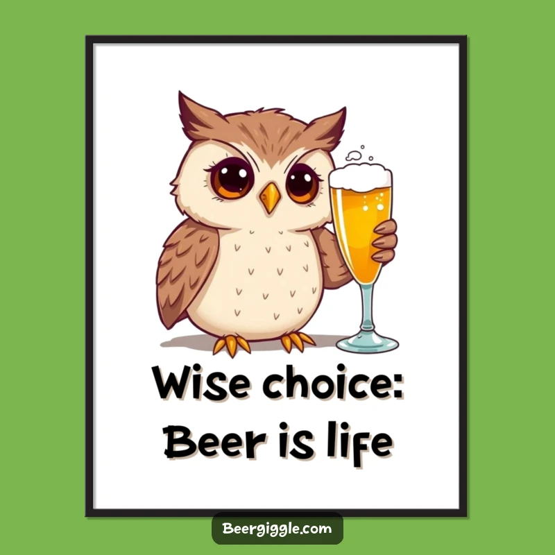 Free Printable Funny Owl Wall Art: Beer Admirer, Quirky Downloadable Decor