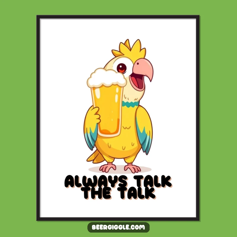 Free Printable Wall Art: Fun Parrot Beer Toast - Tropical Downloadable Decor