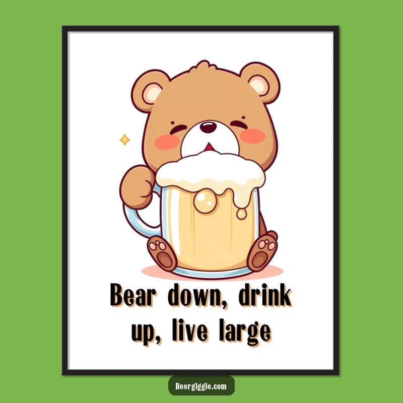 Free Printable Wall Art: Funny Bear Gulping, Quirky Decor!