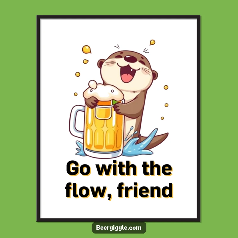 Free Printable Wall Art: Funny Otter Beer Dive - Downloadable Art for Home