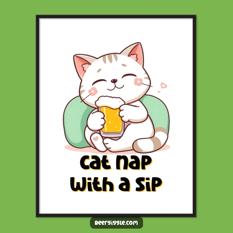 Funny Free Printable Cat Beer Art: Downloadable Wall Decor Gift