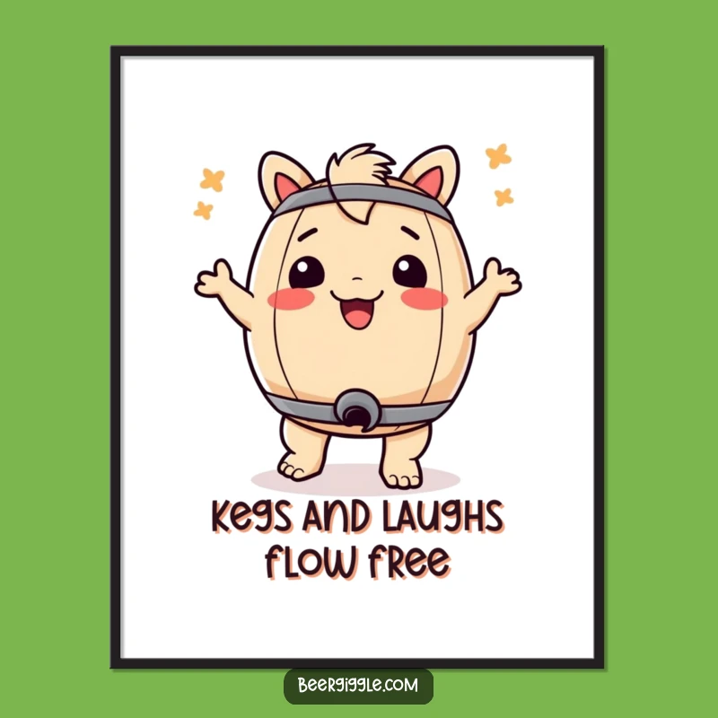 Funny Free Printable Wall Art: Dancing Keg Humorous Beer Lover Downloadable Decor