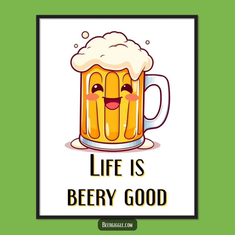 Free Printable Wall Art: Funny Kawaii Beer Mug Decor, DIY Gift!