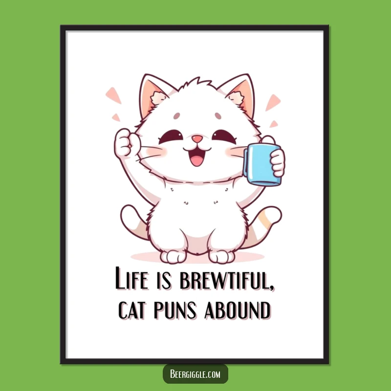 Free Printable Wall Art: Funny Cat Cheers, Quirky Decor!