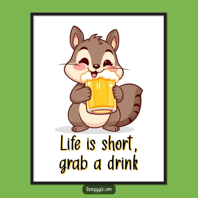 Funny Free Printable Wall Art: Squirrel Beer Mug, Whimsical DIY Decor