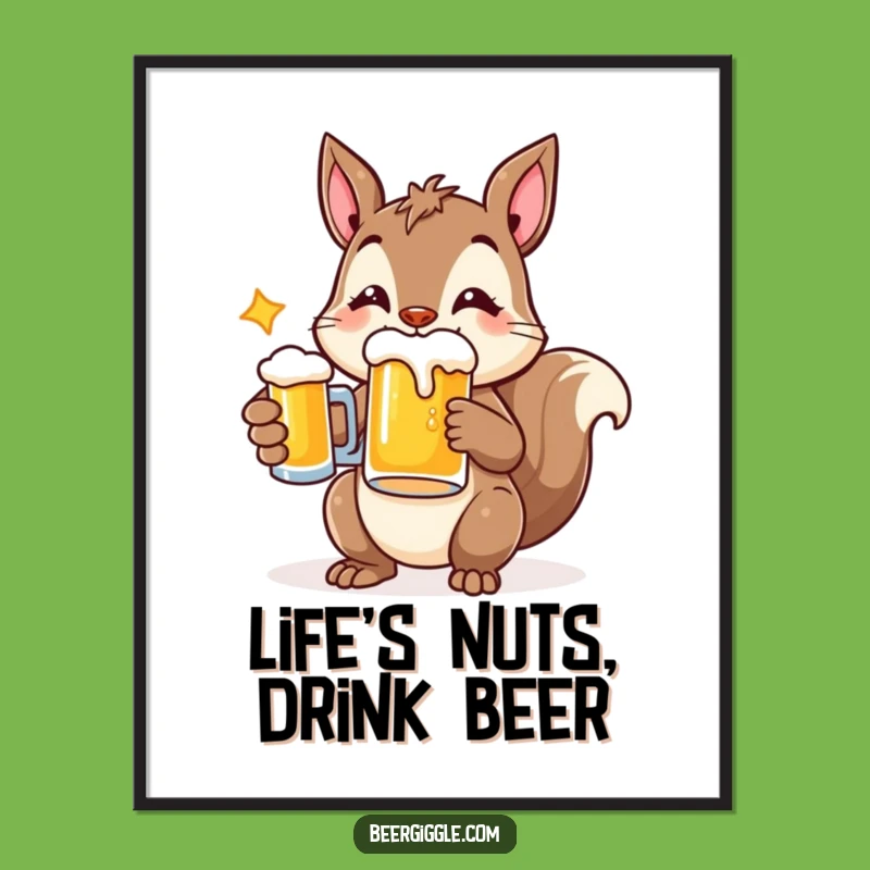 Free Printable Funny Squirrel Wall Art: Beer Mug Fun, Downloadable Decor
