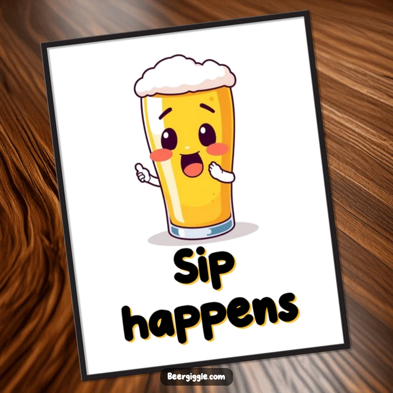 Funny Free Printable Wall Art: An excited pint glass character leaning forward, ready for a satisfying sip.