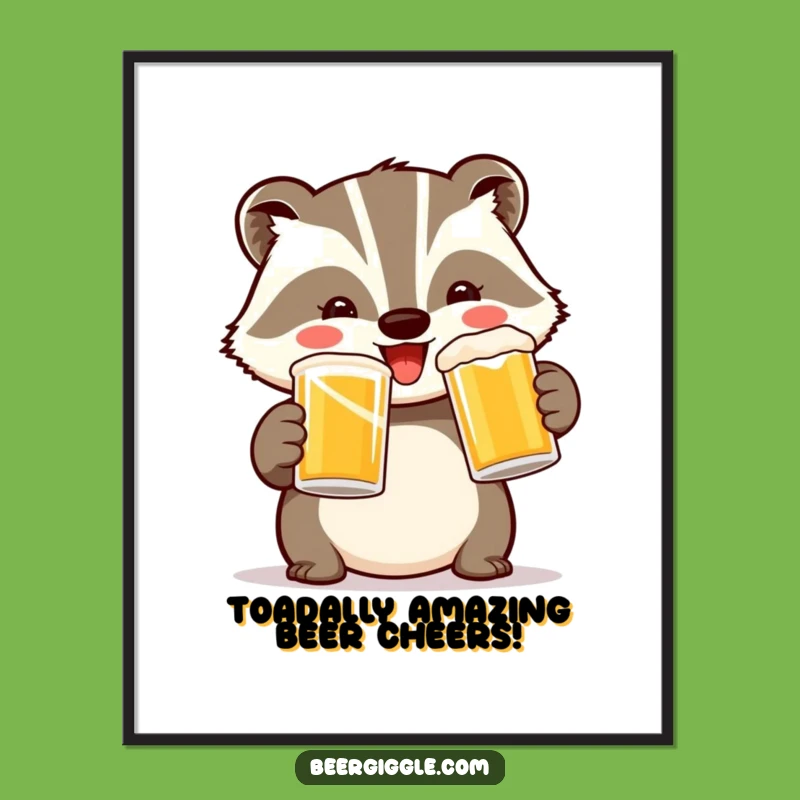 Free Printable Wall Art: Cheerful Badger Toasting Downloadable Art