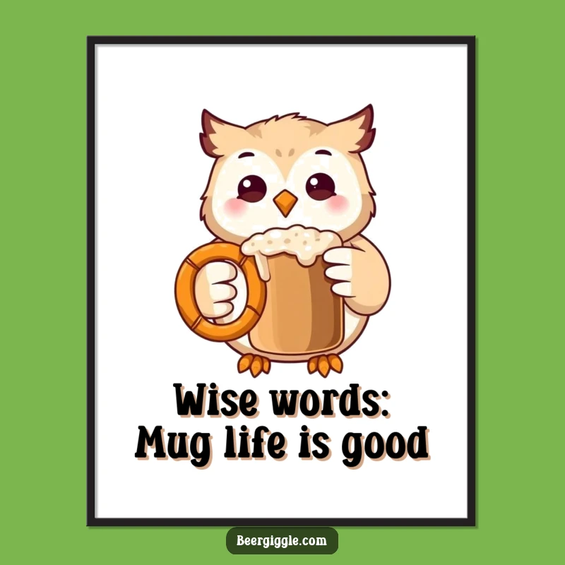 Free Printable Wall Art: Funny Kawaii Owl Cheers, Quirky Decor!