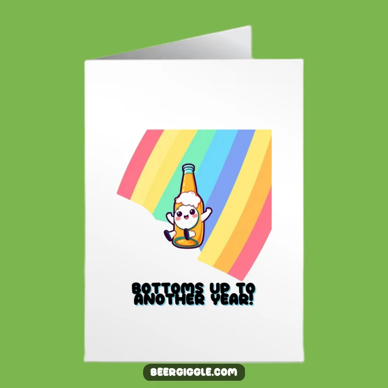 Free Printable Birthday Card: Kawaii Beer Bottle's Rainbow Ride