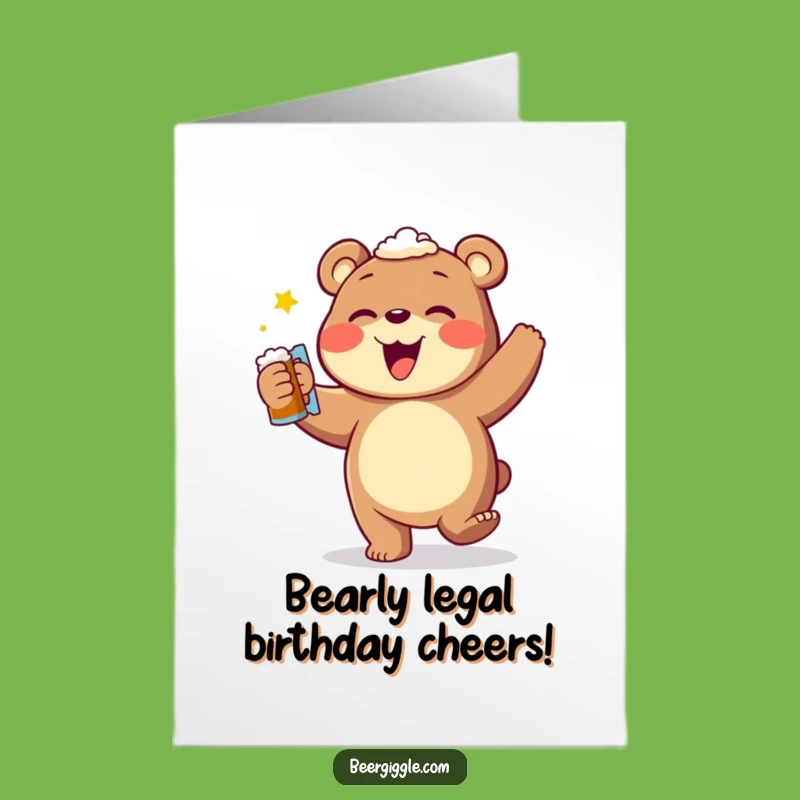 Free Printable Birthday Bear Beer Dance Card - Funny Downloadable Gift for Him