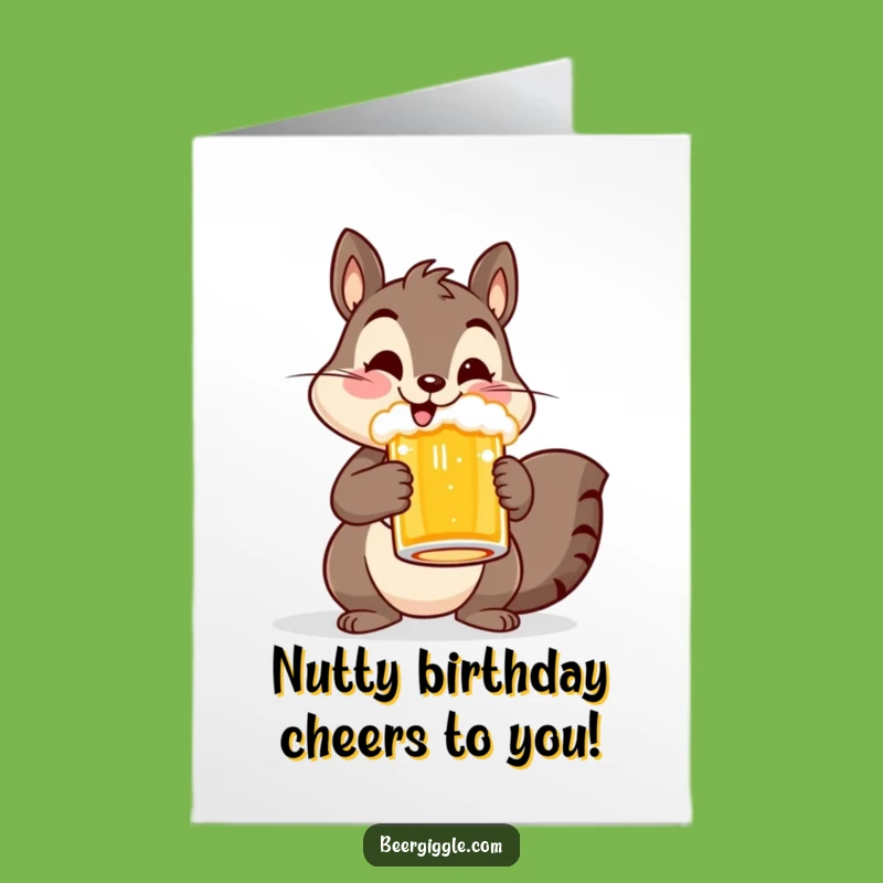 Free Printable Birthday Card: Cheerful Squirrel Beer Mug, Fun DIY Gift Idea