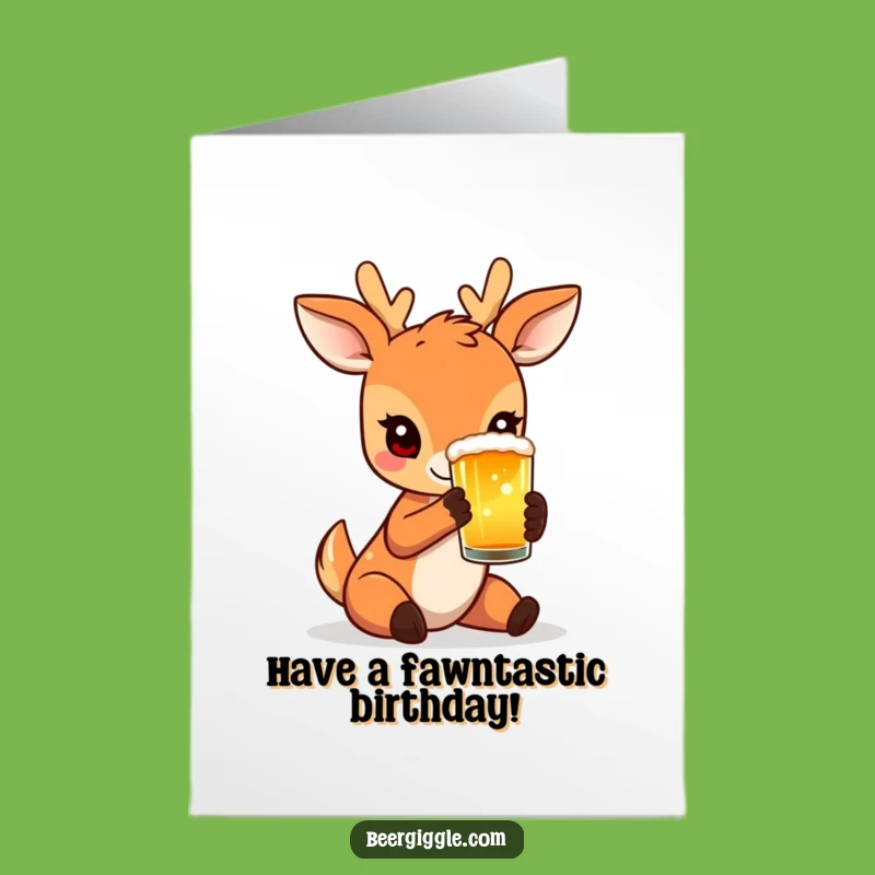 Free Printable Birthday Card: Deer Beer Cheers - Elegant Downloadable Gift