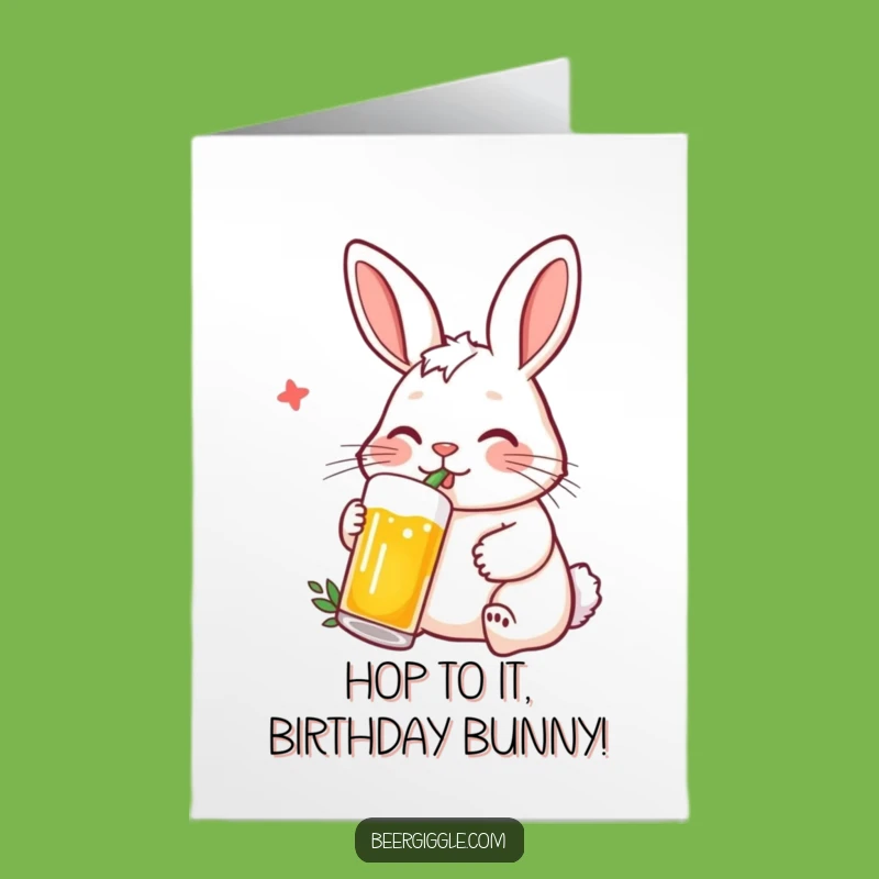 Free Printable Birthday Card: Happy Rabbit Beer Straw Fun Downloadable Gift