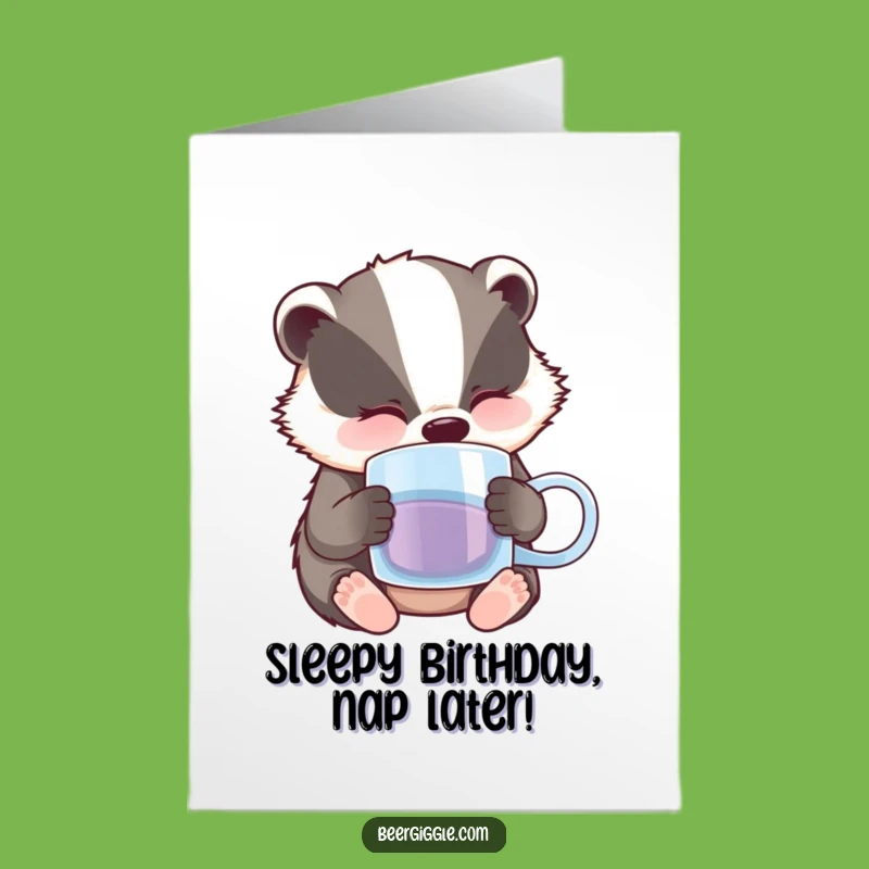 Free Printable Birthday Card: Sleepy Badger Beer Nap Humor Downloadable Gift