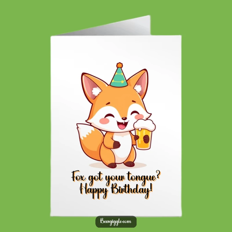 Free Printable Birthday Fox Card: Hilarious Beer-Holding Party Hat Fun!