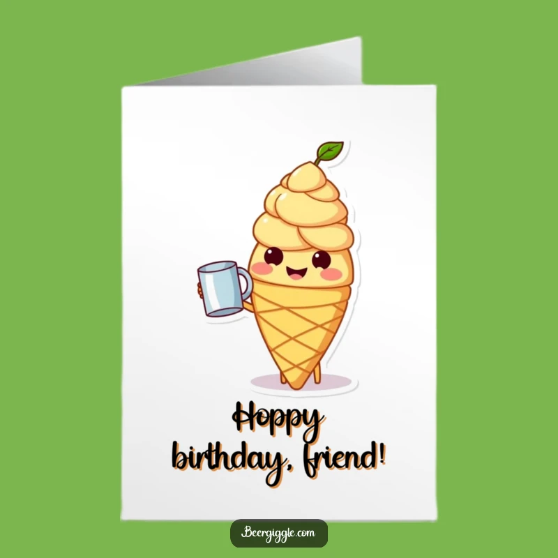 Free Printable Funny Birthday Card: Hops Cone Cheers Downloadable Gift