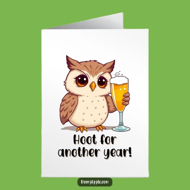 Free Printable Funny Owl Birthday Card: Quirky Admirer of Beer, Downloadable Gift