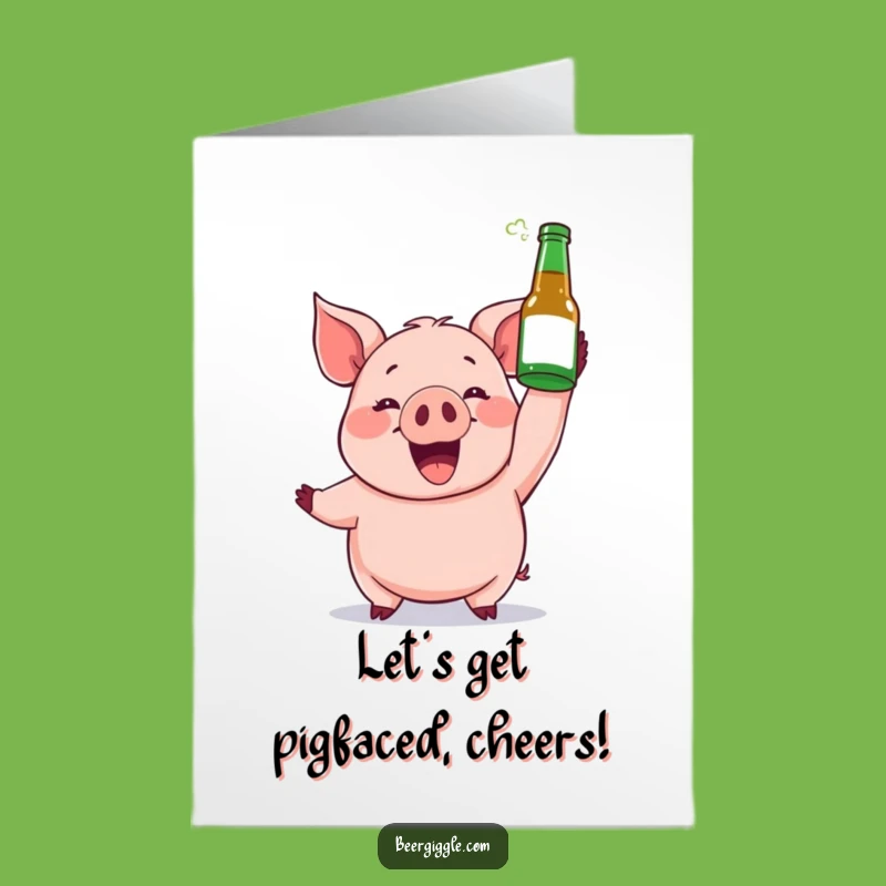 Free Printable Funny Pig Birthday Card: Beer Holder, Downloadable Fun Gift