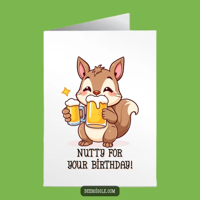 Free Printable Funny Squirrel Birthday Card: Beer Mug Cheers, Downloadable Fun