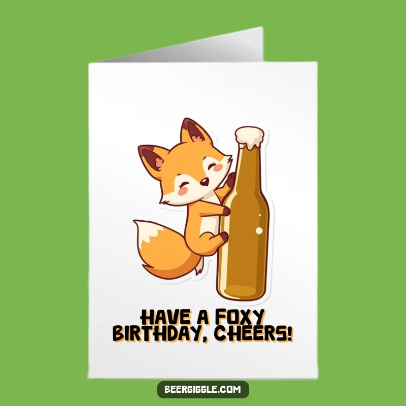 Free Printable Birthday Card: Funny Fox Slides, Happy Birthday!