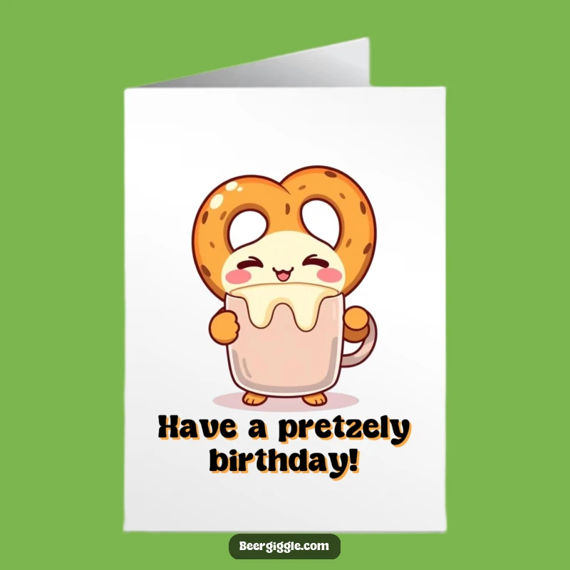 Free Printable Birthday Card: Winking Kawaii Pretzel, Funny Downloadable Gift!