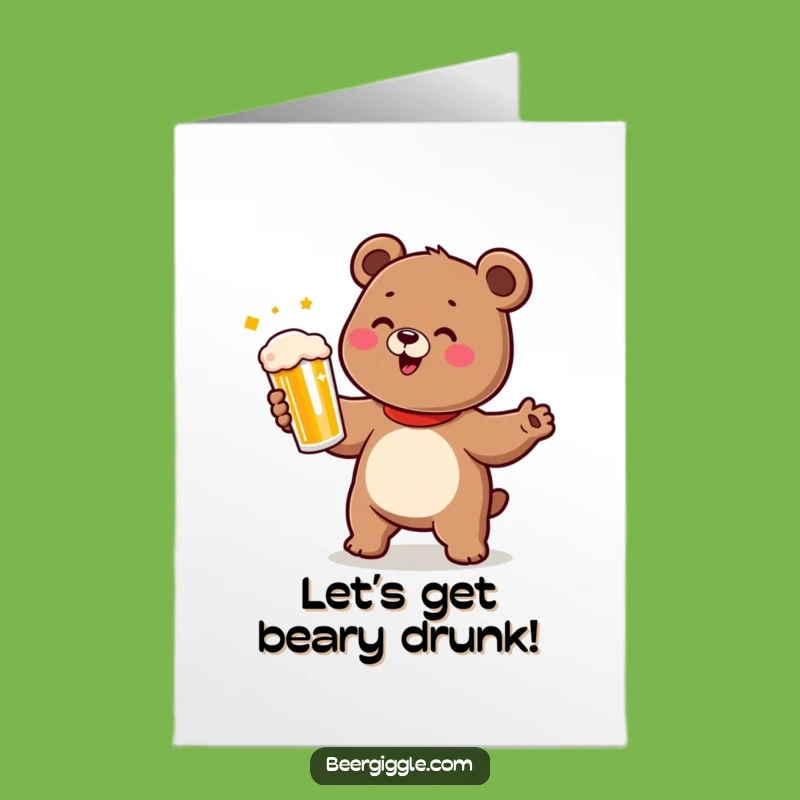 Free Printable Bear Birthday Card: Funny Dancing Brewer for a Joyful Downloadable Gift