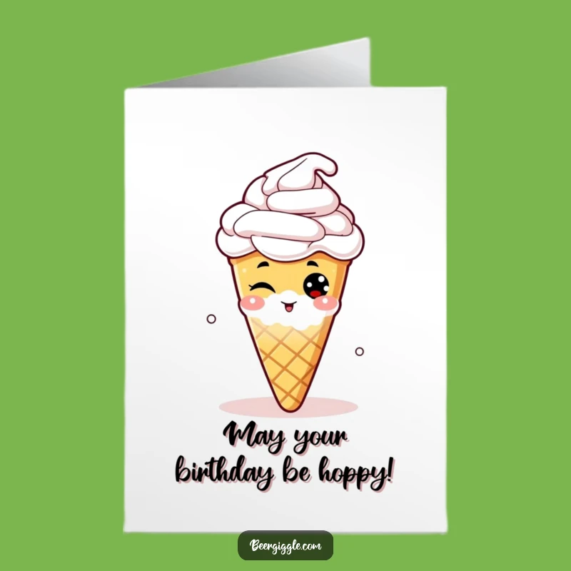 Free Printable Birthday Card: Winking Hop Cone Funny Brew Lover Downloadable Gift