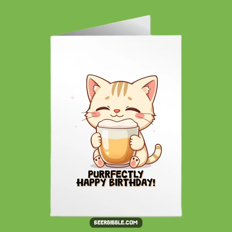 Free Printable Cat Birthday Card: Funny Beer Lover for a Purrfect Downloadable Gift